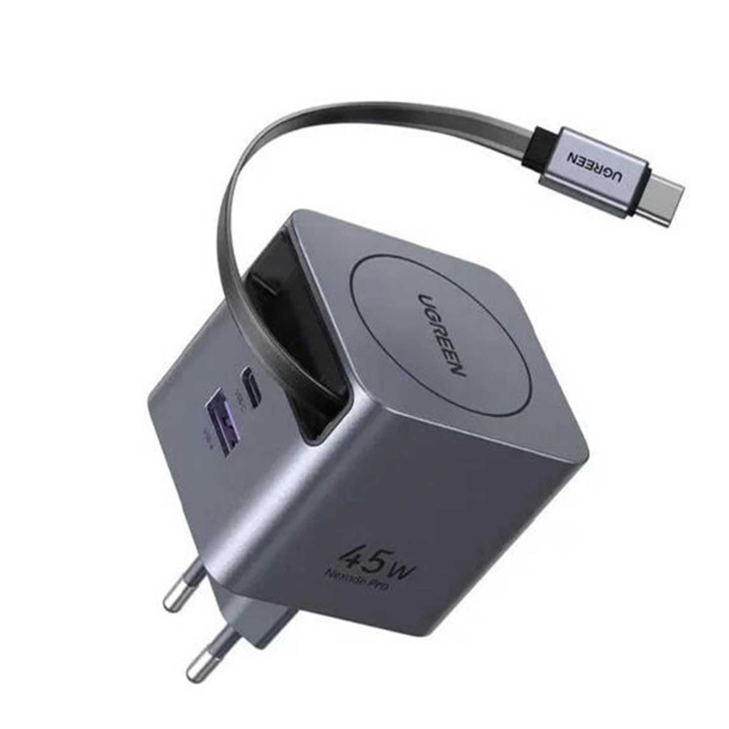 Power adapter UGREEN GaN Fast Charger with Retractable 65822 45W — 2