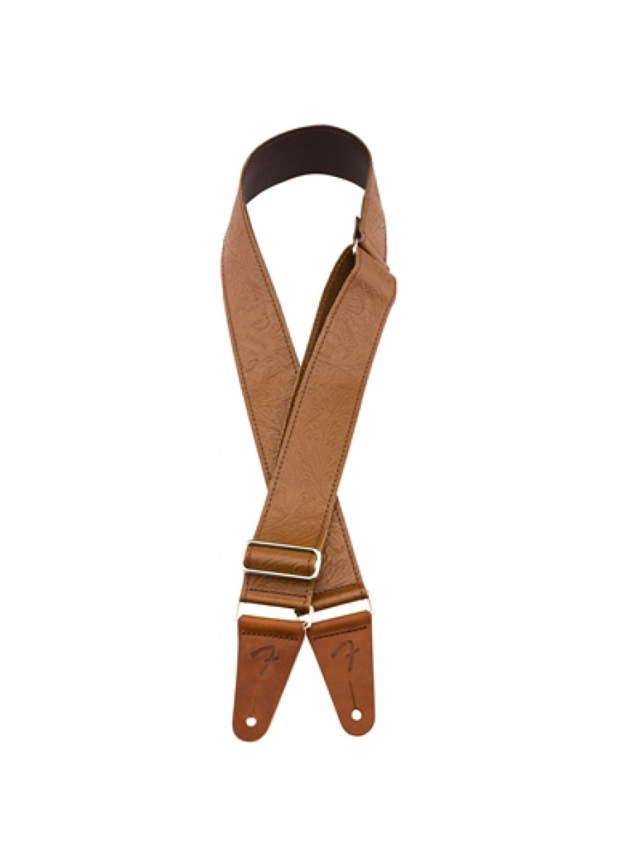 Fender 2 Tooled Leather Strap Brown 0996970000 — 2