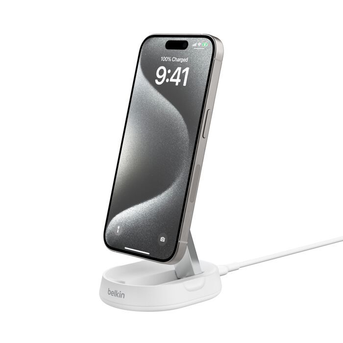 Belkin Folding Wireless Charging Stand With Qi2 Magnetic WIA008BTWH 15W — 2