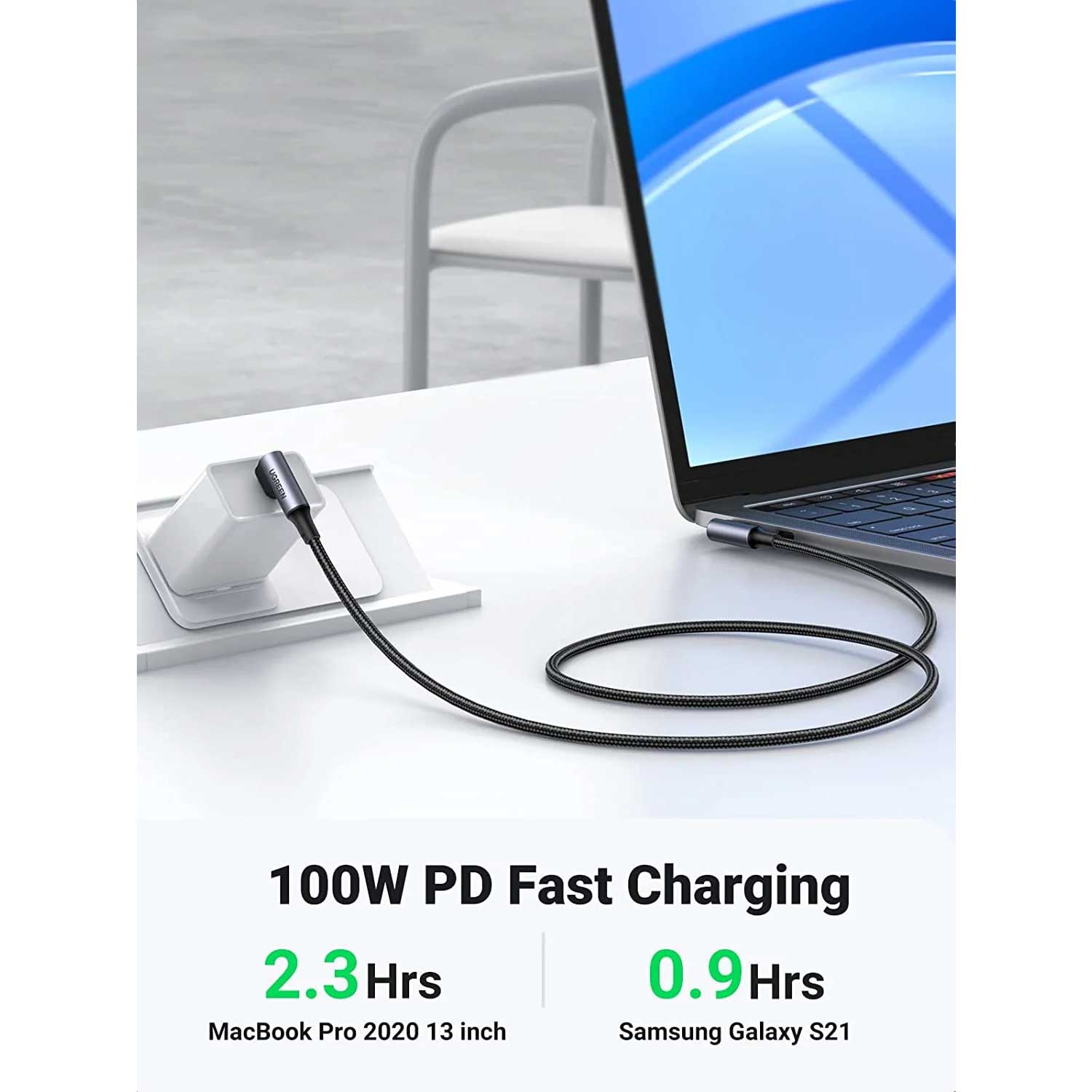 Cable UGREEN US335 100W USB-C Angled 70696 — 5