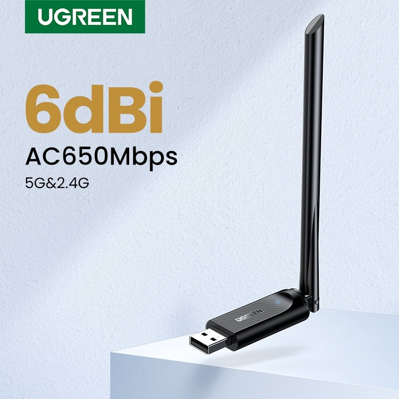 Беспроводной USB-адаптер UGREEN AC650 High-Gain Dual Band Wireless USB Adapter 90339 — 3
