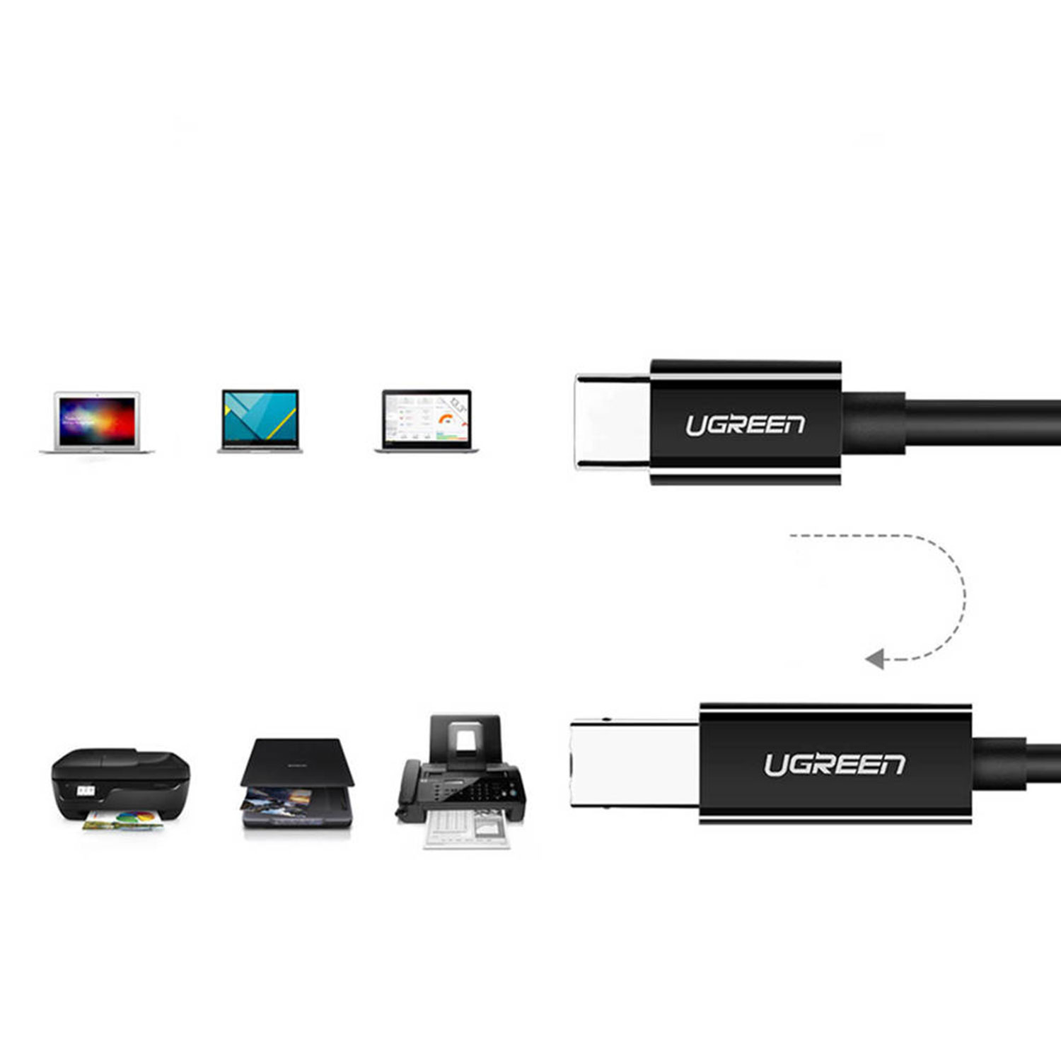 Cable UGREEN USB-C to USB-B 2.0 Printer Cable 50446 — 5