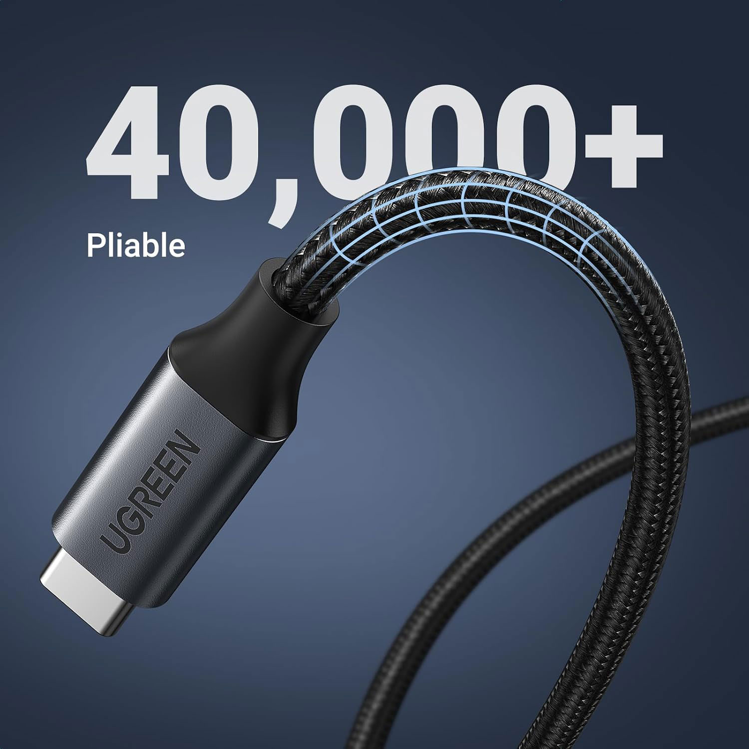 Cable UGREEN USB-C 3.2 Gen2 to USB-C Extension 100W 4K60Hz Video Braided 45191 — 5