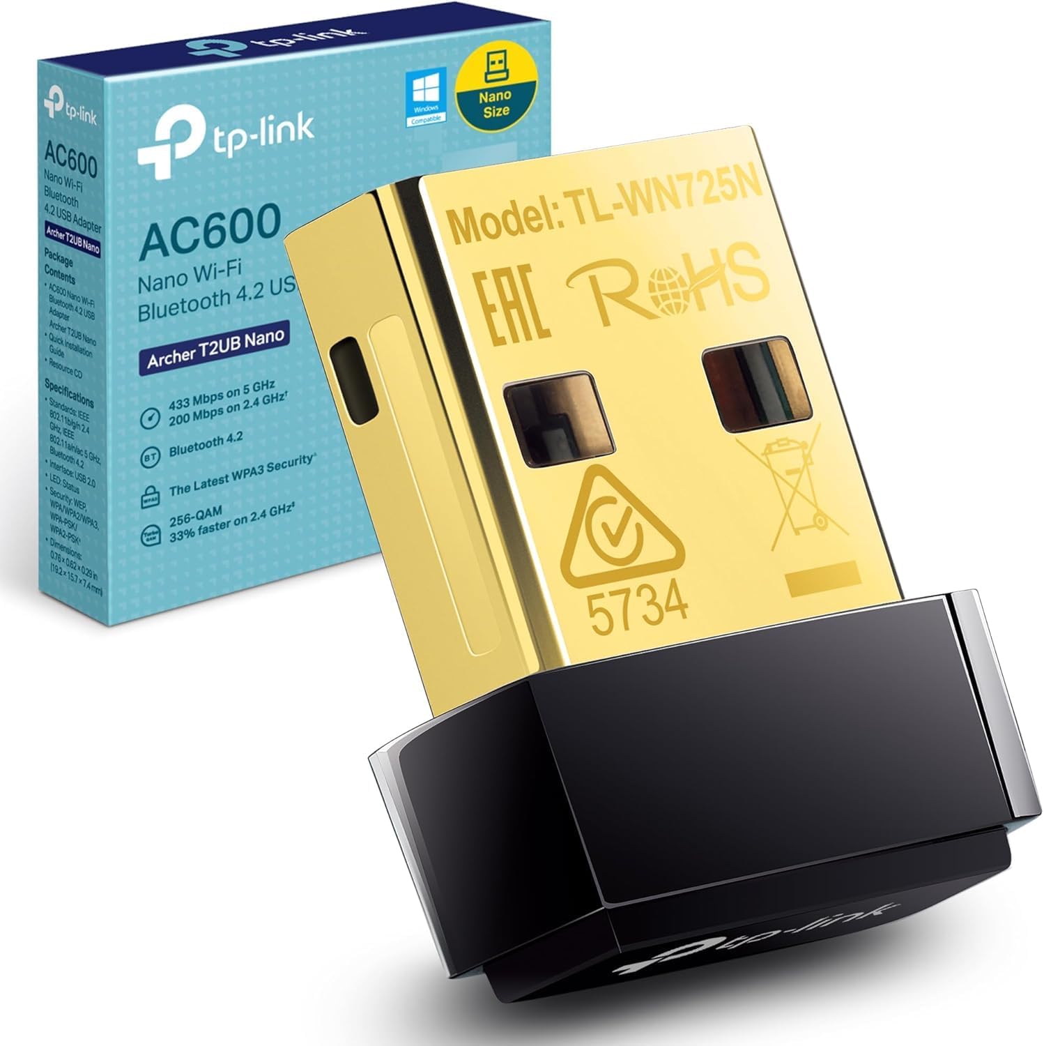 Dual Band Wireless USB Adapter Tp-Link Archer T2U Nano AC600 - 433 200Mbps — 4
