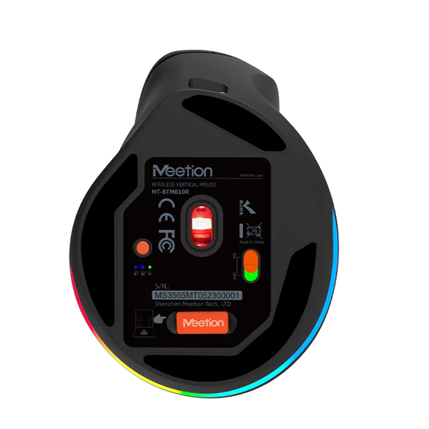 Right-handed vertical mouse MEETION BTM010R-Y-RR wireless+BT RGB — 7