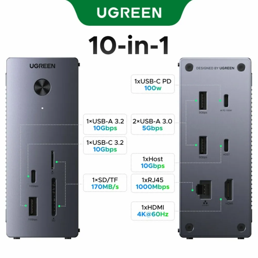 Ugreen USB-C Docking Station 10-in-1 with SSD Enclosure 55735 — 3