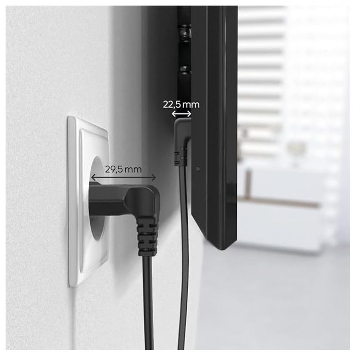 Power Cable Angled Both Sides Euro Plug Double Groove C7 221101 — 3