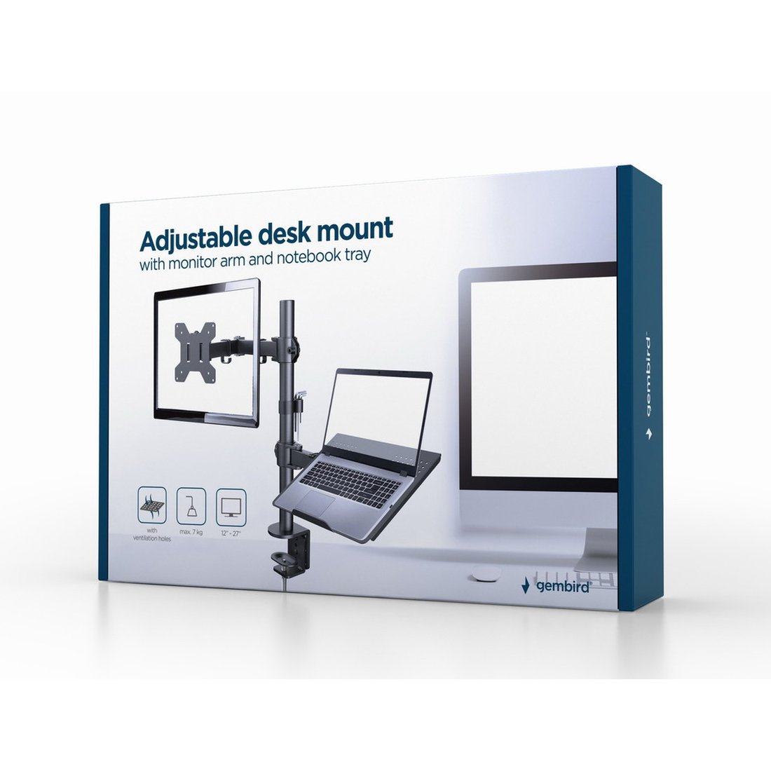 Gembird MA-DA3-02 One Monitor+ Laptop VESA Arm stand for monitor laptop — 2