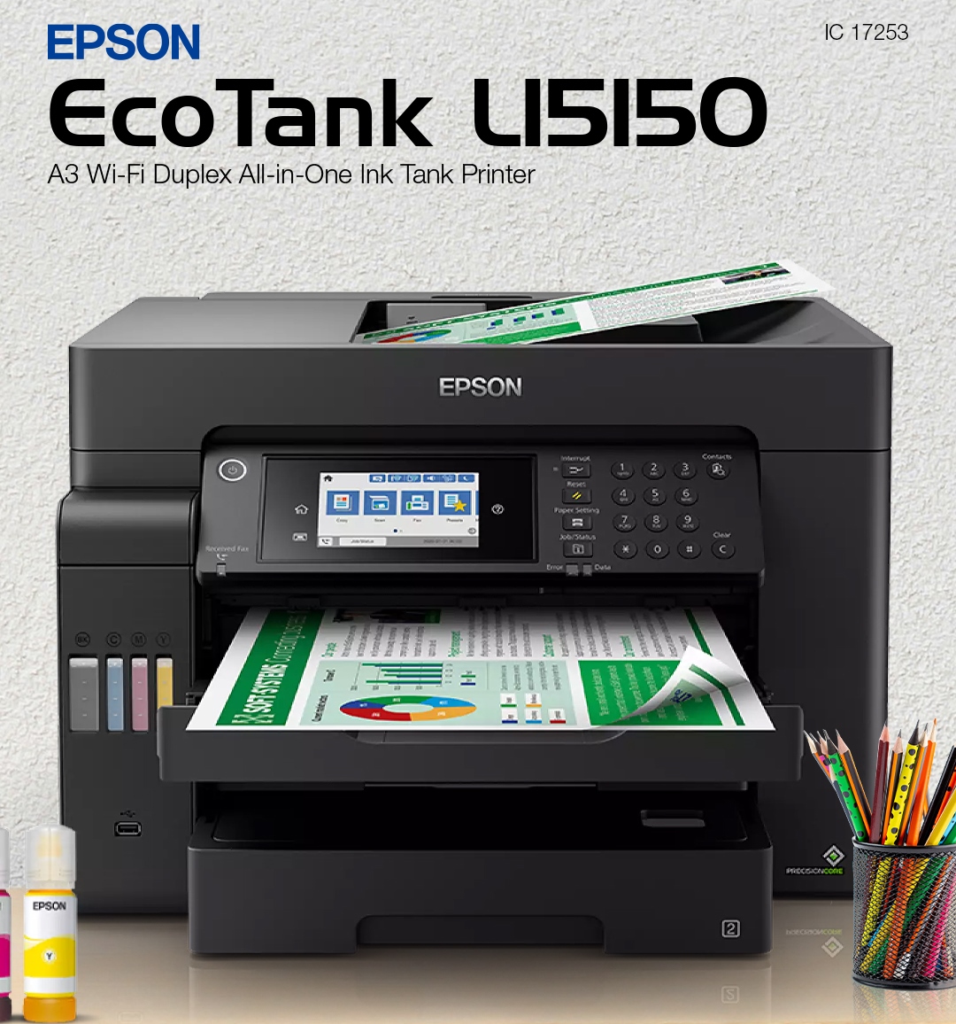 Color inkjet printer Epson L15150 A3+ with Ink Tank MF 4 in 1 Printer with A3 Scanner Copier ADF Fax — 5