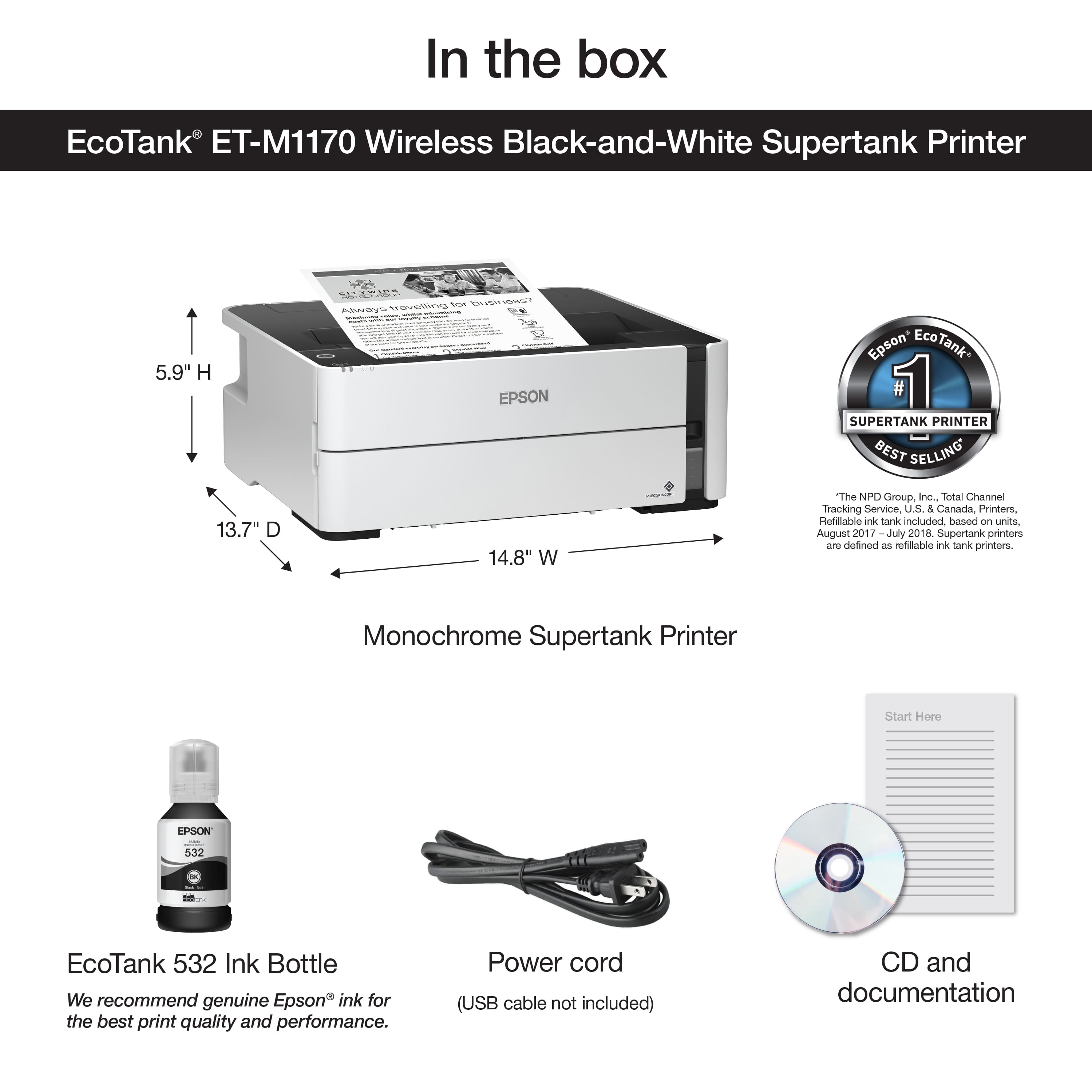 Epson EcoTank M1170 InkJet A4 Monochrome Printer — 5