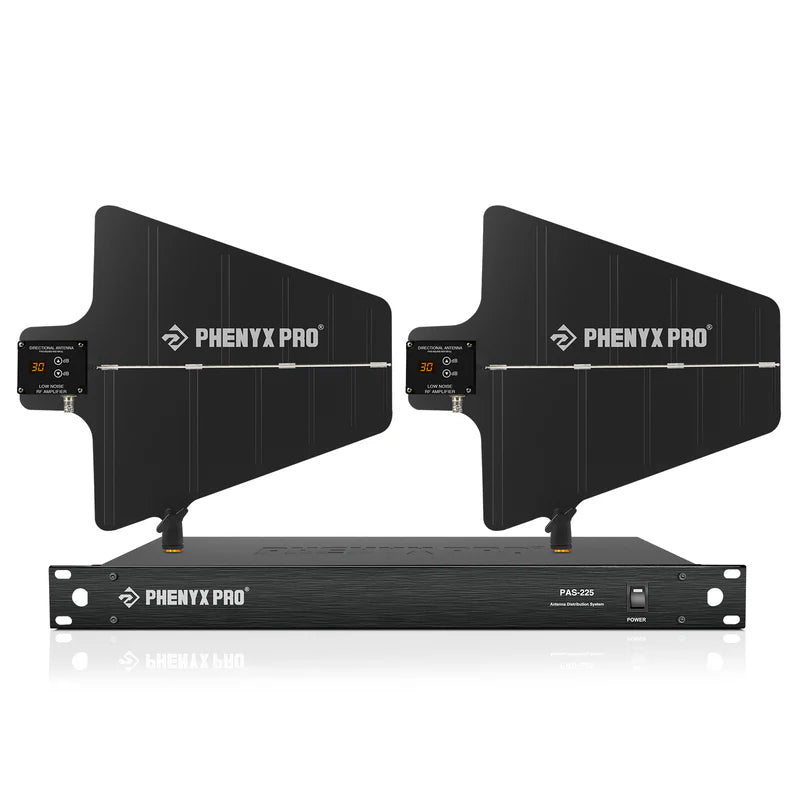 Phenyx Pro Pas-225X-EU Antenna Distribution System Bundle For UHF Wireless Mic System — 2