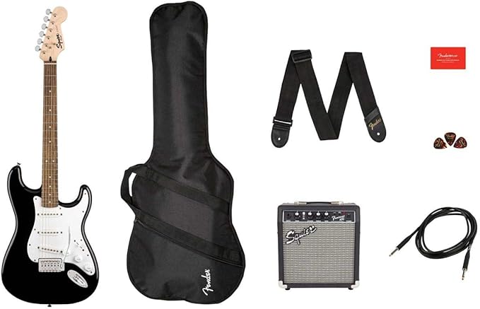 Squier PK Strat Blk GB 10G Package — 2