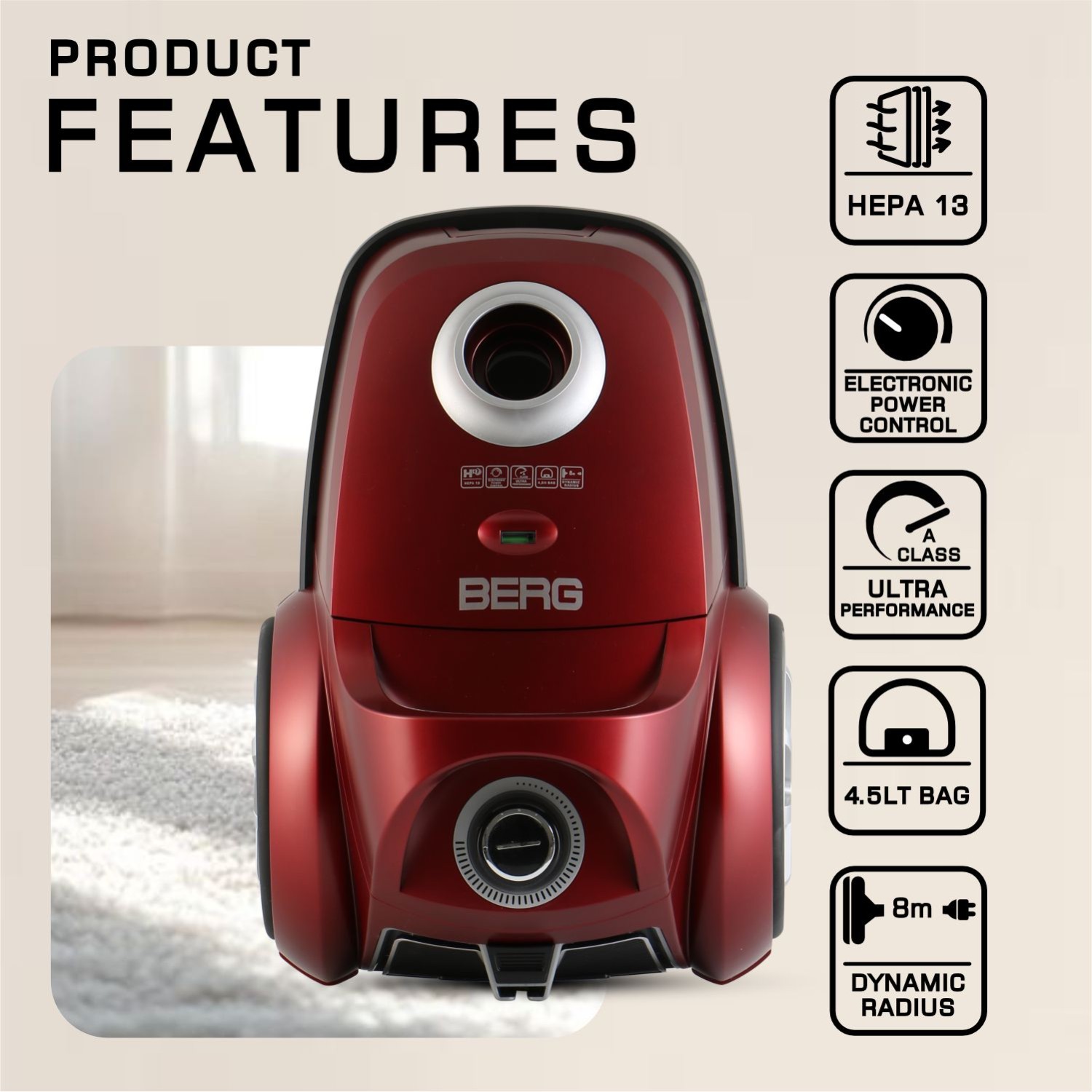 Vacuum cleaner BERG VC1569R — 4