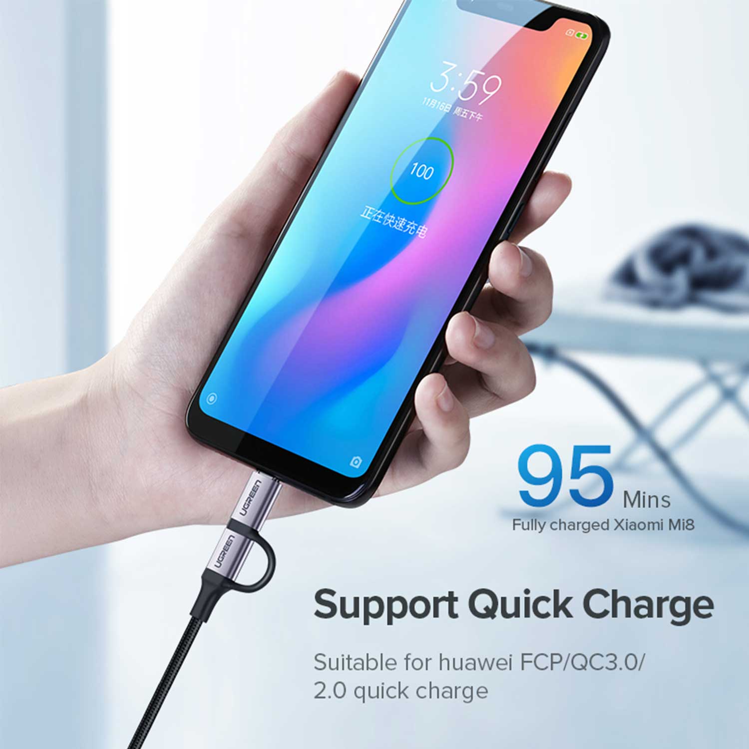 Cable UGREEN USB-A to Micro+USB-C 30875 — 2