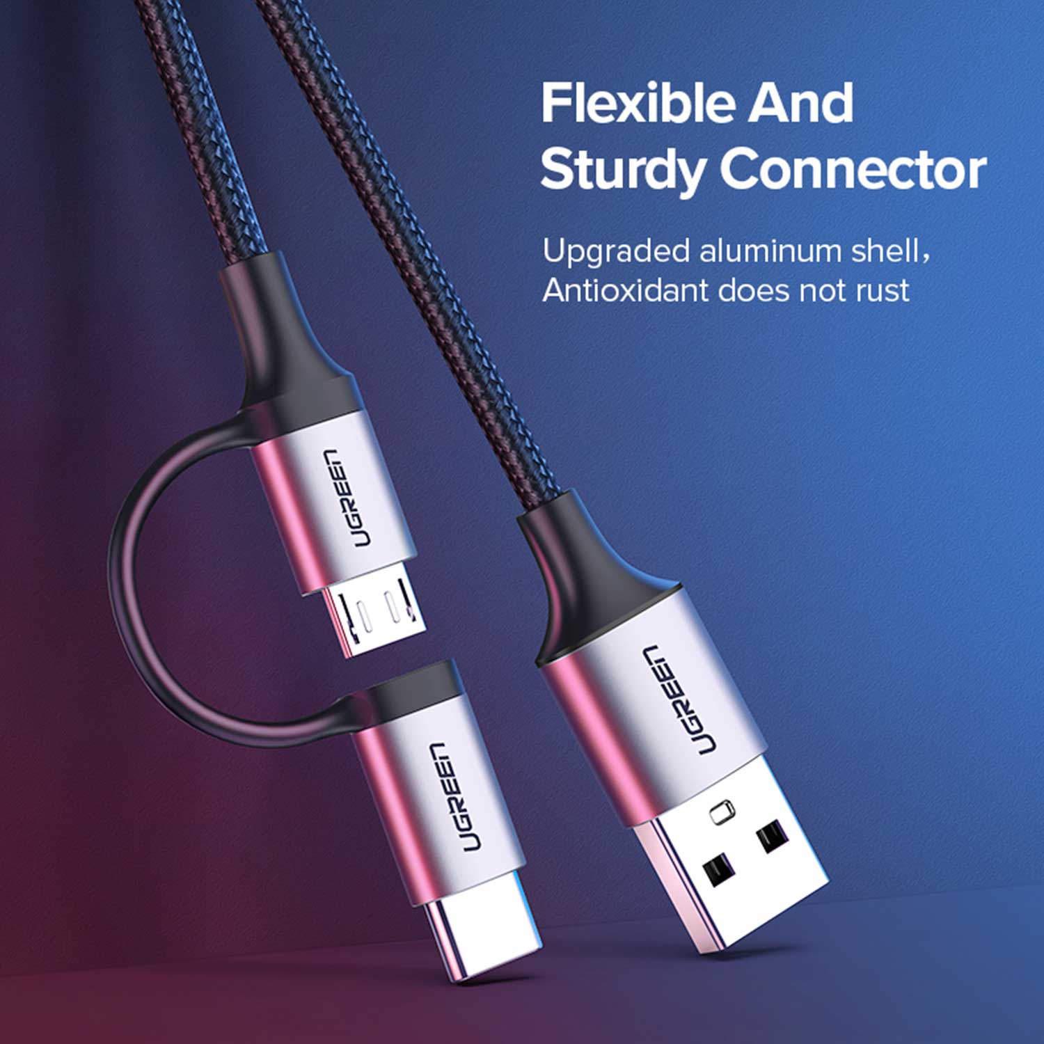 Cable UGREEN USB-A to Micro+USB-C 30875 — 4