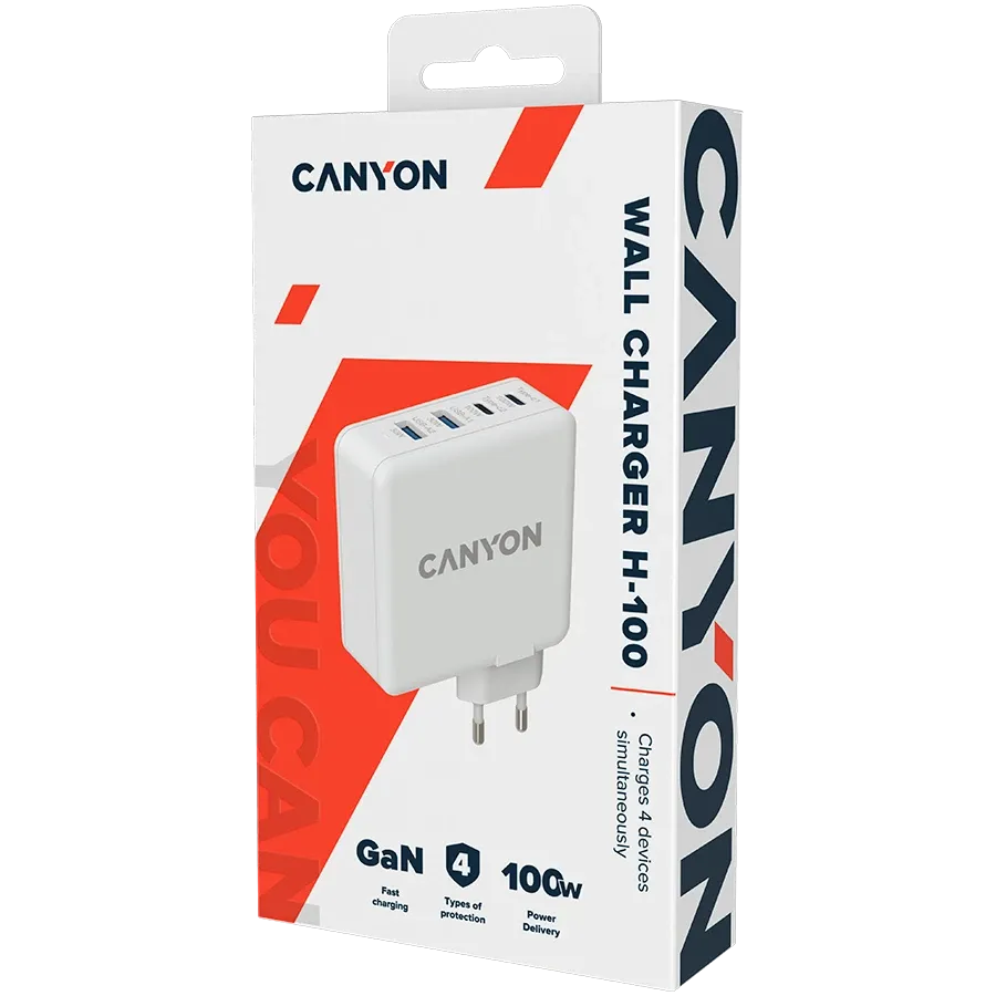 CANYON Power Adapter H-100 4*USB USB-C 100W — 3