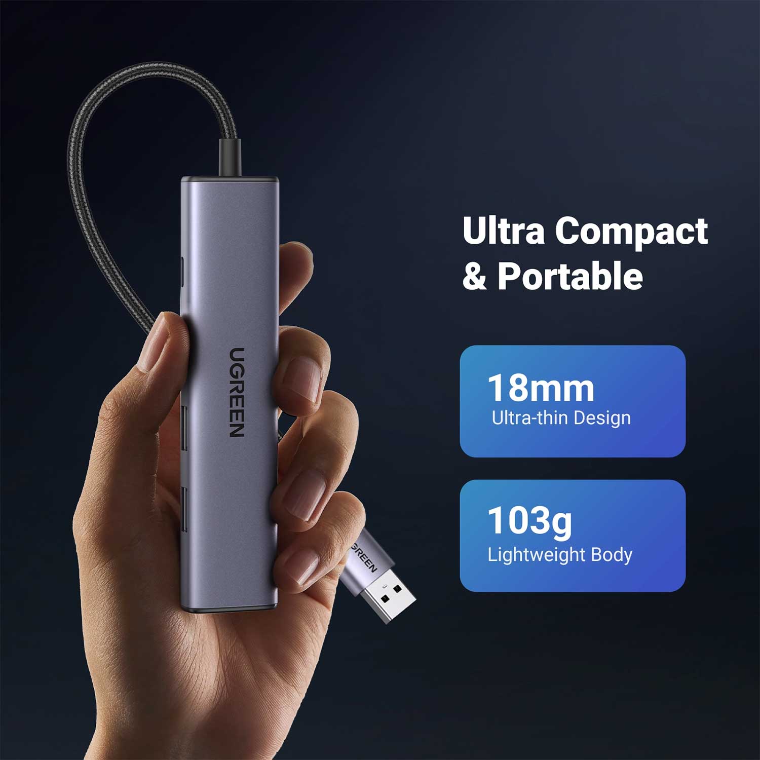 USB hub UGREEN 3 Port USB 3.0+1 RJ45+PD SL 60554 — 7