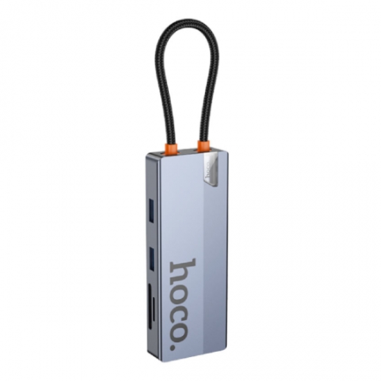 Hoco HB52 8-in-1 multi HDTV+RJ45+SD TF+PD+Type-C3.0+USB3.0-2 Adapter Deep — 3