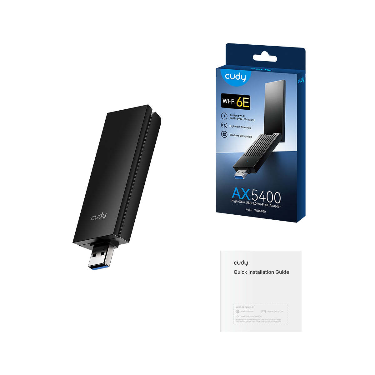 Cudy WU5400 Tri-Band WiFi6 6E USB 3.0 Adapter AX5400 — 4
