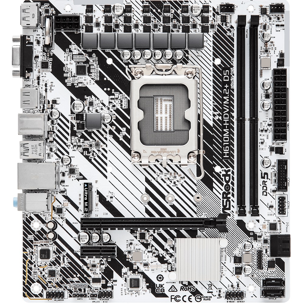 ASROCK H610M-HDV M2+ D5 S-1700 H610 VGA DVI HDMI 2xPCI-E 2DDR5 M2 SATA3