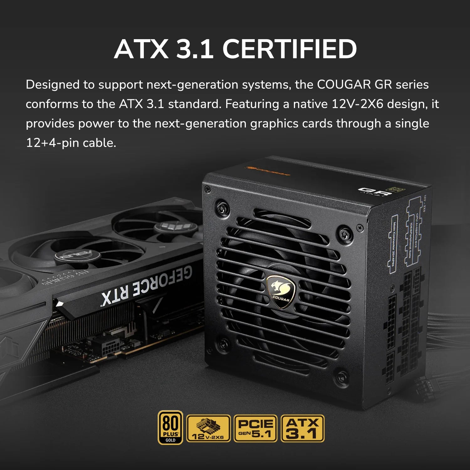 Cougar GR 850 850Wt 80 PLUS Fully Modular ATX PSU 850W — 5