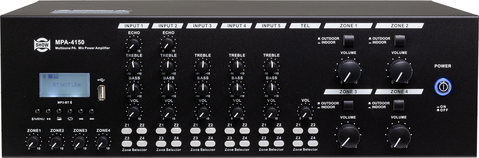 Show MPA-4150 4 Zone 150Wx4 Tel+Echo MP3+BT — 2