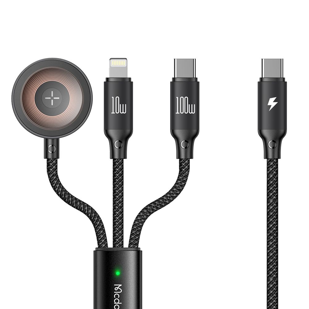 3 in1 USB-C to Type-C and Lightning+ Wireless Charger for Watch Cable 1 100W