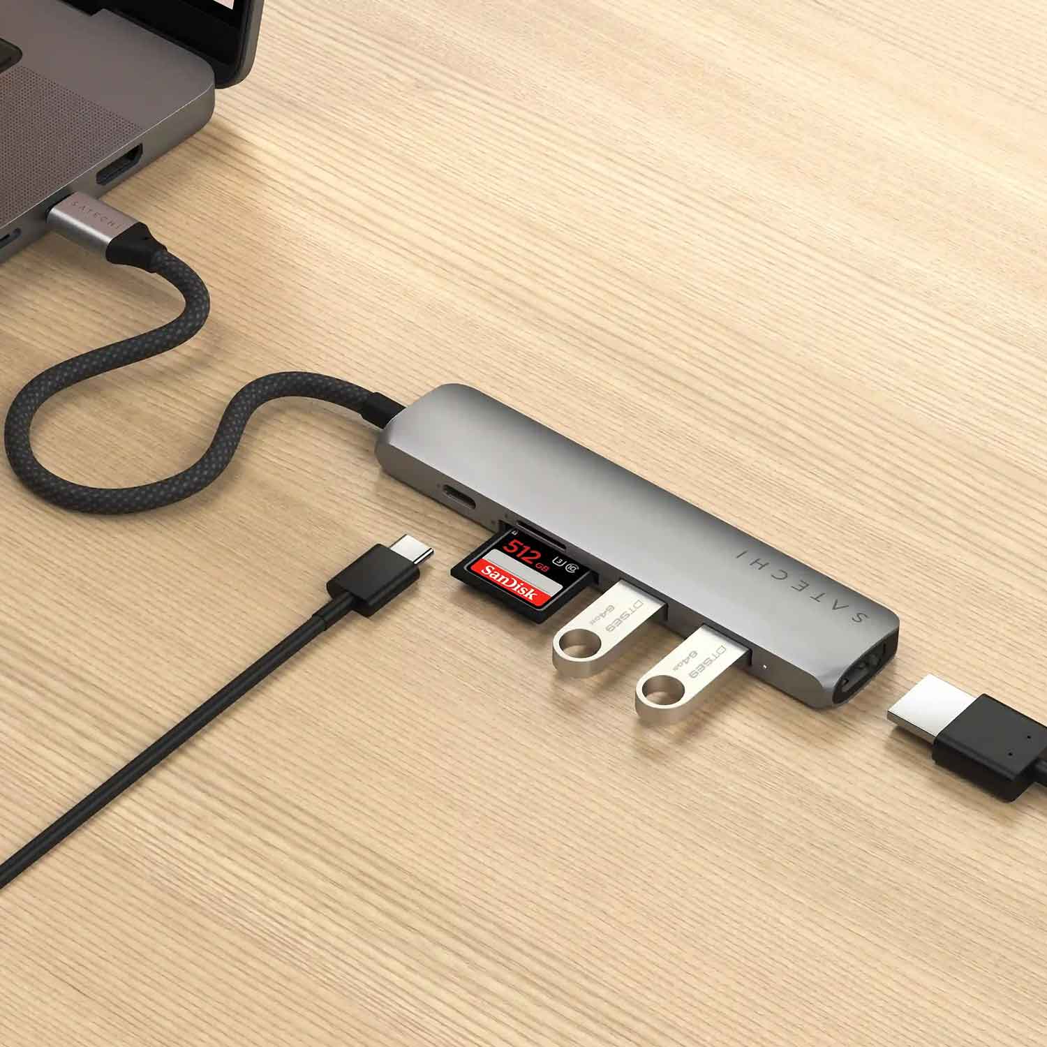 USB hub SATECHI 6-in-1 USB-C Slim Multiport Adapter ST-P6SM — 5