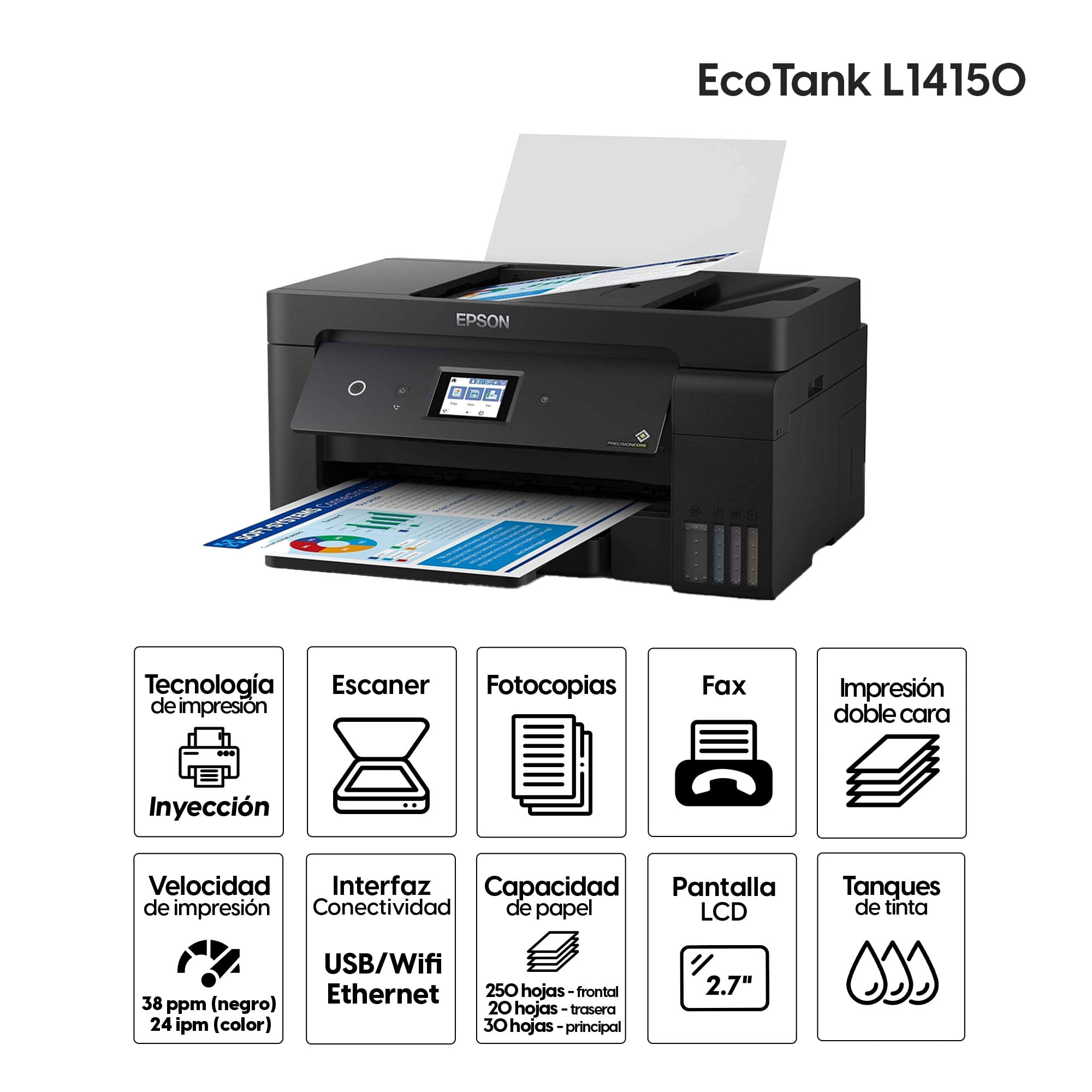 Epson L14150 L14150 A3 Colour Ink jet with Ink Tank MF 4 in 1 Printer with A4 Scanner Copier ADF FAX — 6