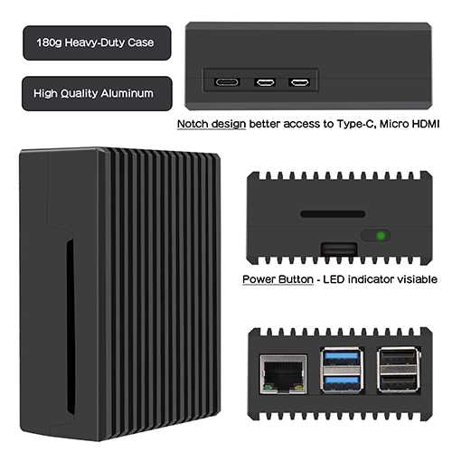 Aluminum-Alloy Heat Dissipation Enclosure Case for Raspberry PI 5 — 5