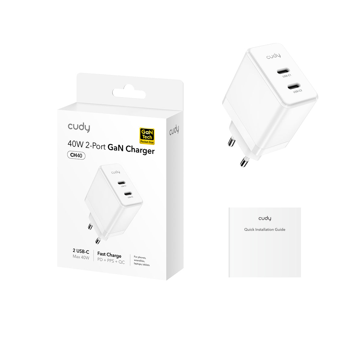 Зарядное устройство Cudy CH40-EU GaN 40 Вт — 2