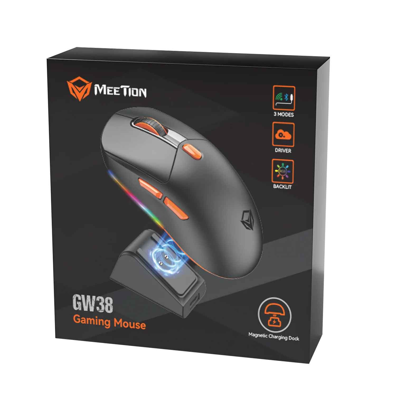 Mouse MEETION Tri-Mode Wrls+BT With Magnetic Charging Base Gaming GW38 — 6