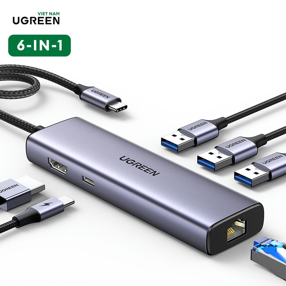 UGREEN USB-C Multiport HUB 15598 USB 3.0 Type-C to HDMI Adapter and Multiport HUB with PD Card reader 100W