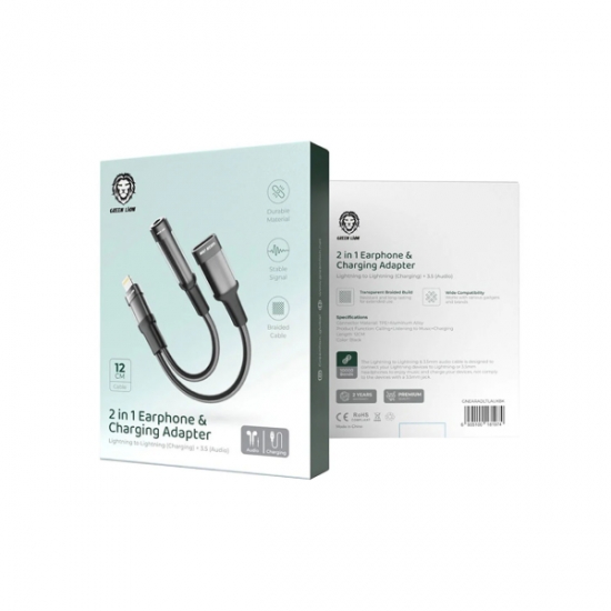 Lion 2 in 1 Charging Adapter Lightning to Lightning 3.5 12CM — 3