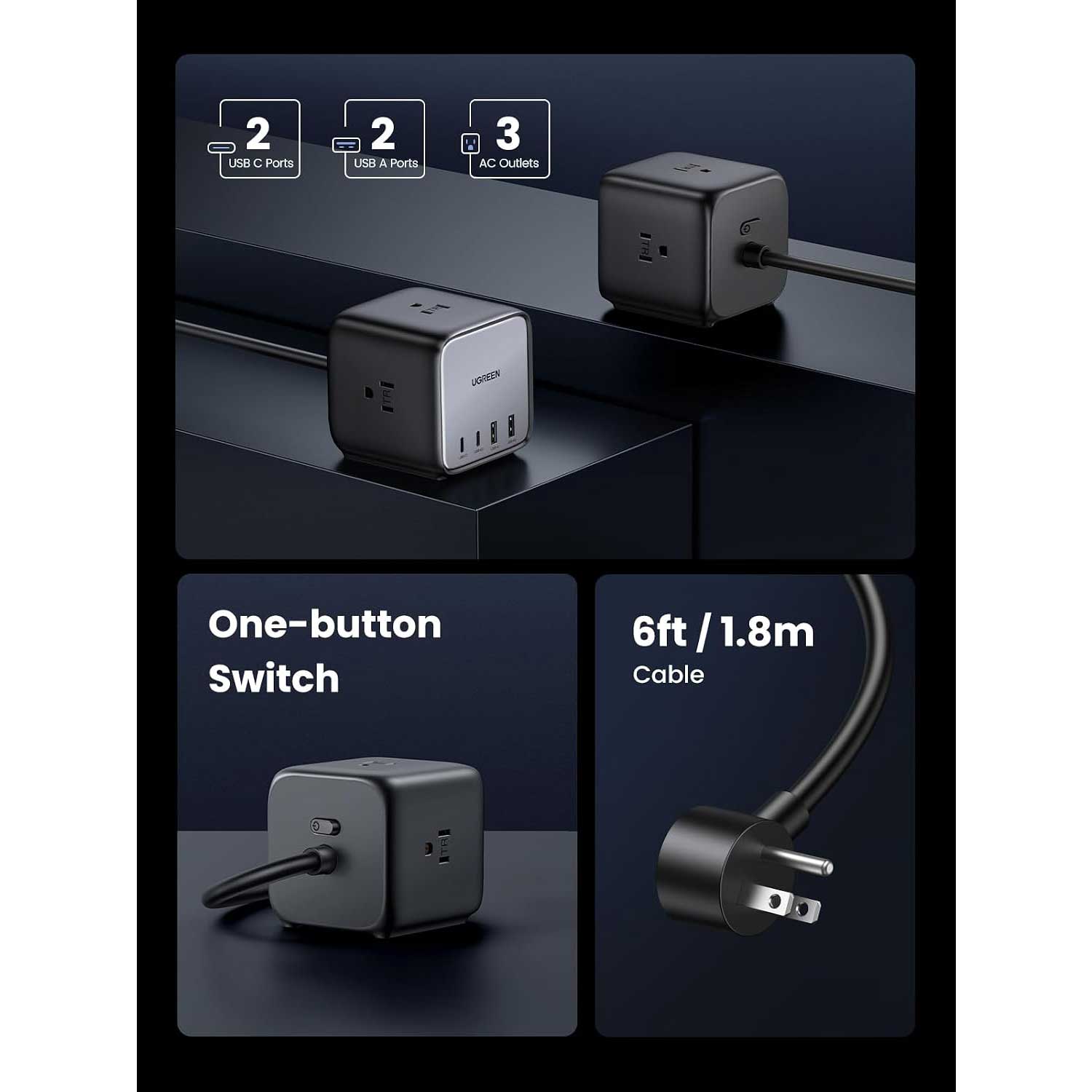 Power adapter UGREEN CD268 DigiNest Cube 2C2A 60113 65W — 4