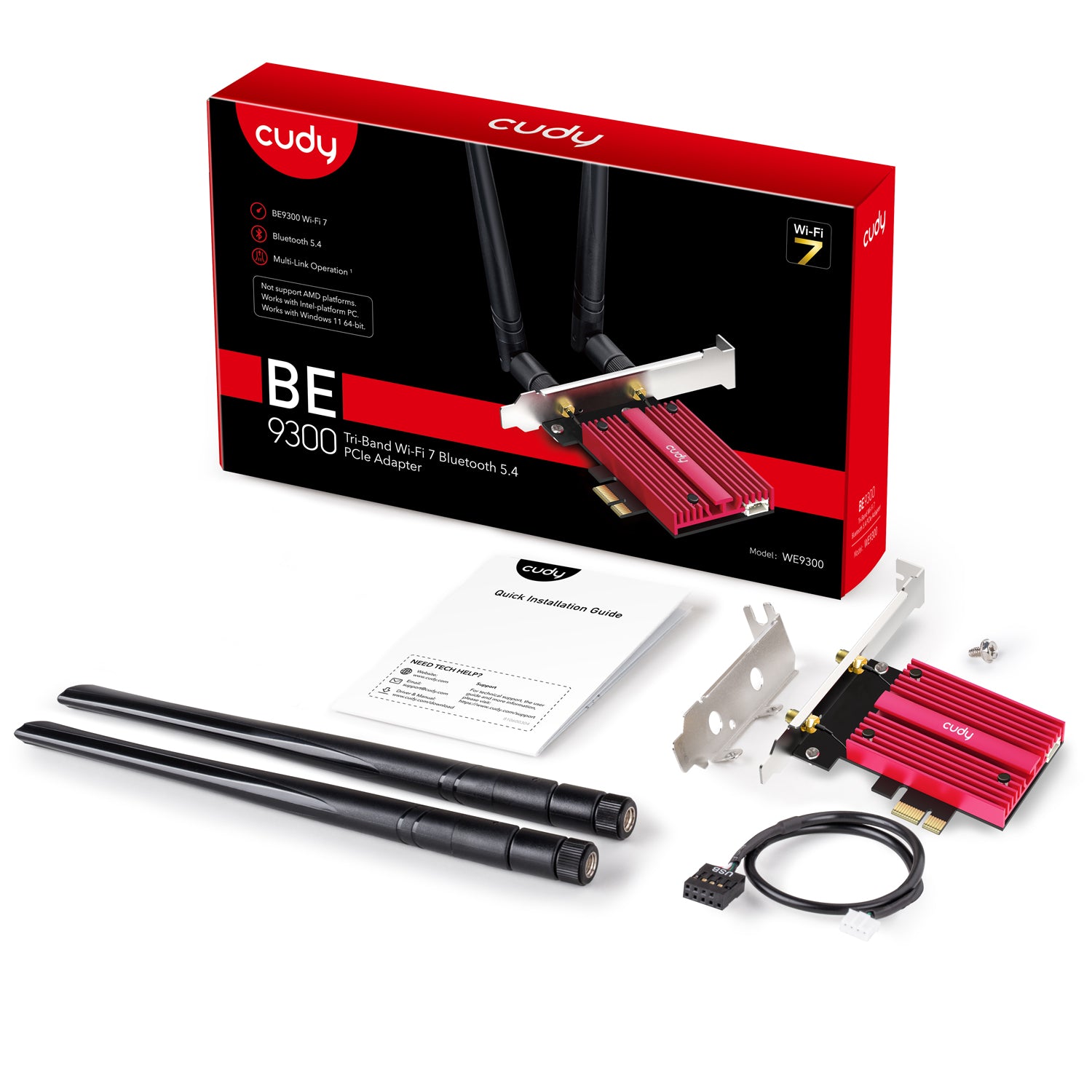 Cudy WE9300 — BE9300 Wi‑Fi 7 Bluetooth 5.4 PCI Express Adapter — 6
