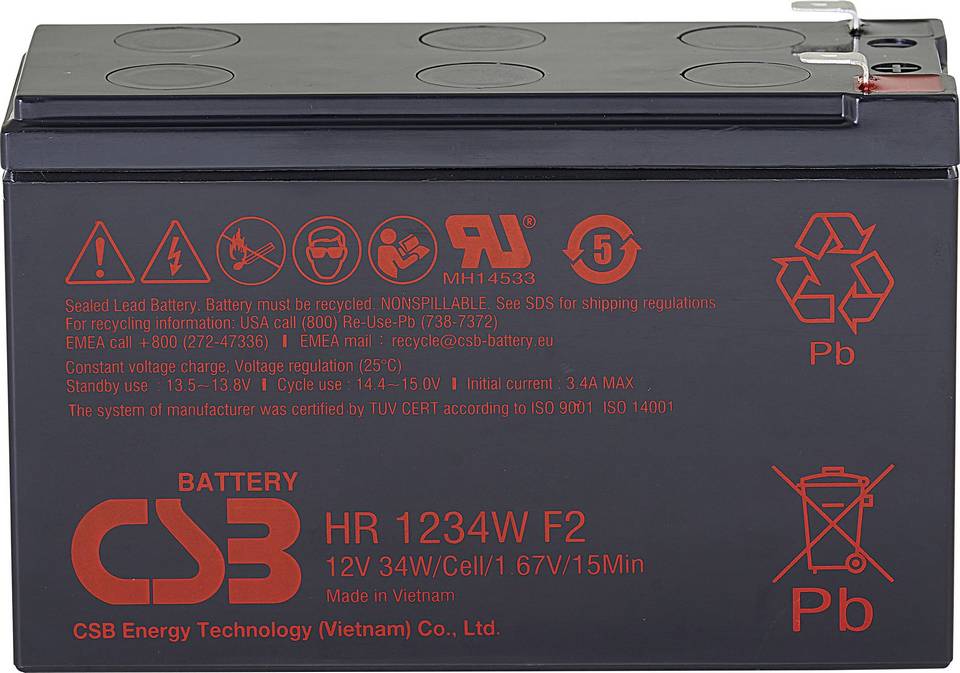 UPS Battery CSB HR1234W F2 12V 9Ah