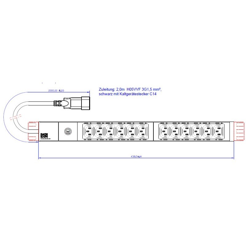 Bachmann IT PDU 12x power strip C13 1U 800.2284 — 2