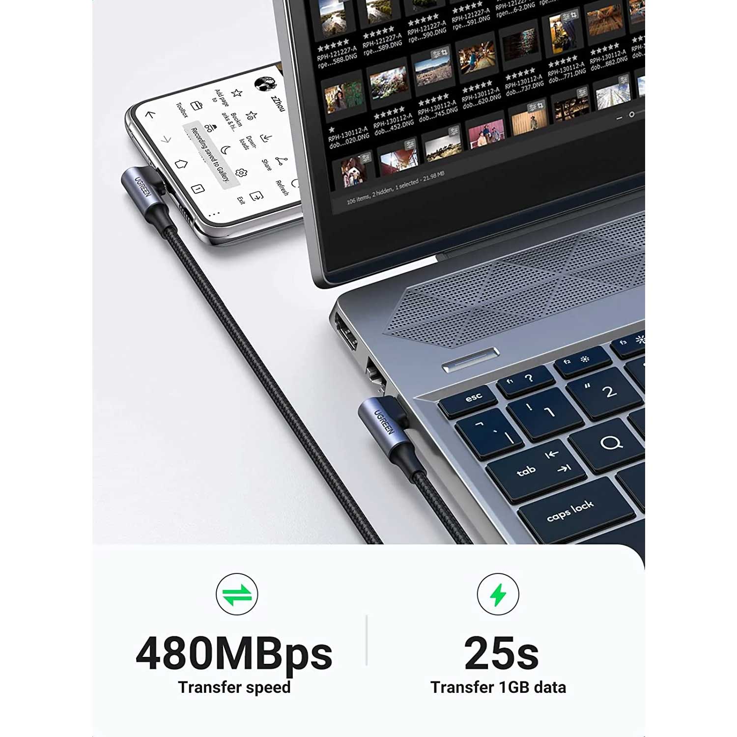Cable UGREEN US335 100W USB-C Angled 70696 — 8