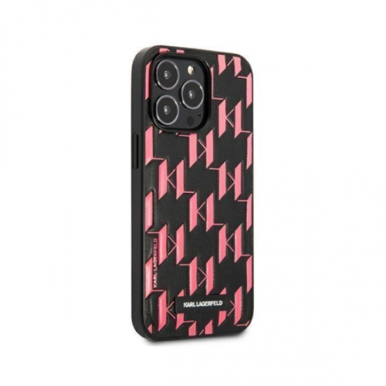 CG Mobile Karl Lagerfeld PU Leather Monogram Embossed Pattern Case with Plague Hard for iPhone 13 Pro — 5