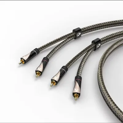 Audio cable, 2 RCA plugs to 2 RCA plugs, fabric-covered Avinity 107624