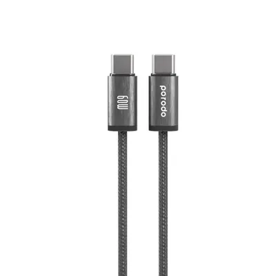 Cable Porodo Type-C to Type-C 60W Braided Display 1