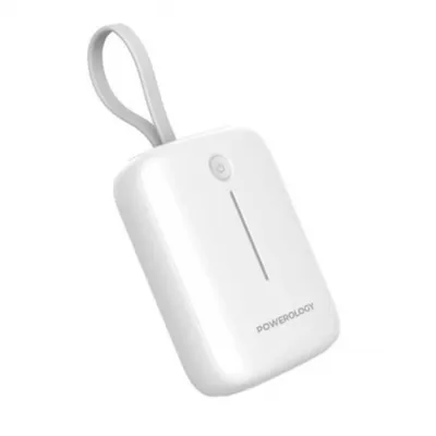 Power bank Powerology PD20W 10000mAh Type-C Port and USB-A Port with built-in 30CM cable PPBCHA66-WH