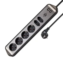 6-way Estilo Corner extension lead with USB charging Brennenstuhl