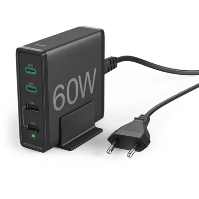 Charging station Hama 4-Port Charging Stn Fast Charger 2x USB-C 2x USB-A PD blk 201628 60W
