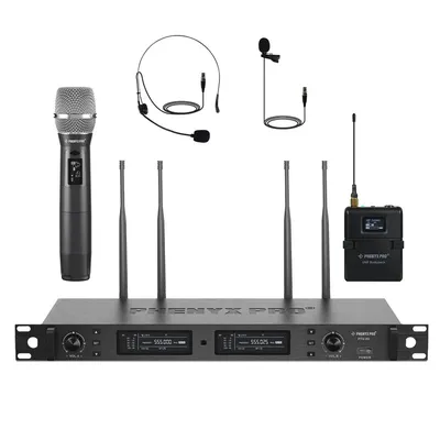 True diversity dual wireless microphone system Phenyx Pro PTU-2U-1H1B-EU with 1 handheld microphone and 1 bodypack