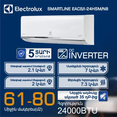 Air conditioner Electrolux SMARTLINE EACS I-24HSM IK N8 T