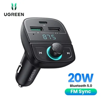 Bluetooth car charger UGREEN Bluetooth Car Charger 80910 12V to 2xUSB-A 1xUSB-C Car Charger FM SD USB Bluetooth Player
