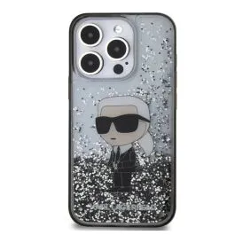 Պատյան iPhone 16 Pro Karl Lager Liquid Glitter Hard Iconic Logo Clear