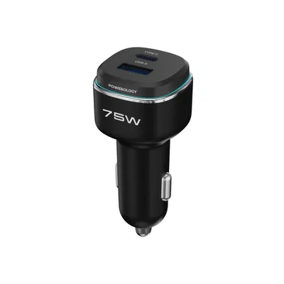 Car charger Powerology 1*USB-A 2*USB-C Port with C to C Cable 140W